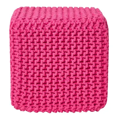 (Hot Pink) Knitted Cotton Cube Footstool x x cm