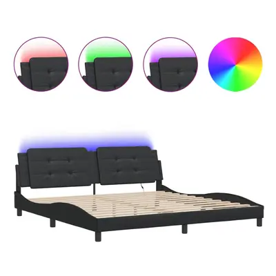 (black, x cm) vidaXL Bed Frame with LED Lights Home Bed Base Black 200x200 cm Faux Leather