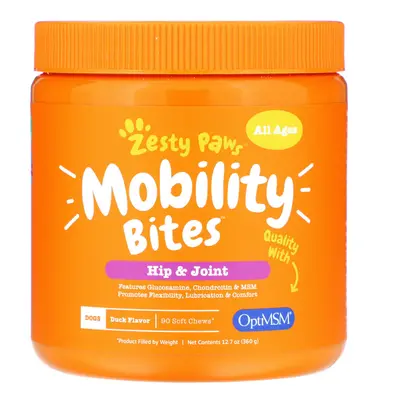 Zesty Paws, Mobility Bites for Dogs, Hip and Joint, Duck, Chews