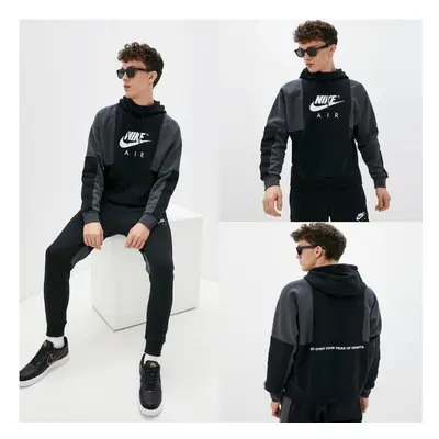 (Large) Nike Air Mens Black Kangaroo Hooded Tracksuit