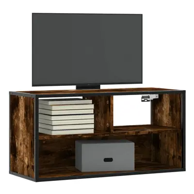 vidaXL TV Cabinet TV Stand Media TV Unit Smoked Oak Engineered Wood and Metal