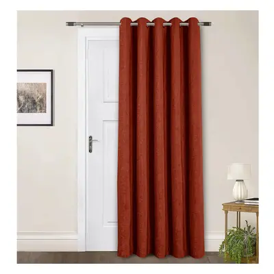 (66x84", Orange) Sundour Amberley Eyelet Ring Top Curtains Chenille Curtain Pair