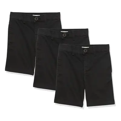 Boys Uniform Woven Flat-Front Shorts, Pack of 3, Black