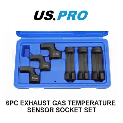 US PRO 6pc 3/8" dr Exhaust Gas Temperature Sensor Socket Set 13mm 14mm 17mm