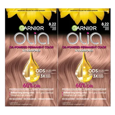 Garnier Hair Color Olia Ammonia-Free Brilliant Color Oil-Rich Permanent Hair Dye 8.22 Medium Ros