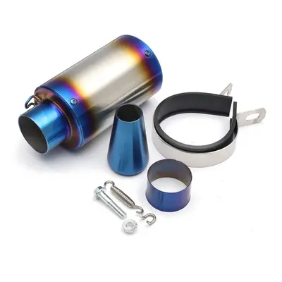 (Blue) 28-51mm Motorcycle Cylinder Exhaust Muffler Pipe Bluing/Carbon Fiber Universal