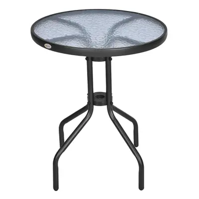 Outsunny Outdoor Bistro Table Rounding Dining Tempered Glass Top Black Ï60cm