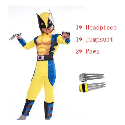 (#4 Suit for Child, 130-140cm) Children Kids Boys Adult Wolverine Tight Muscle Costume Halloween