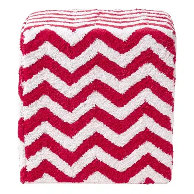 (Red & White) Chevron Cube Pouffe Tufted Cotton x x cm