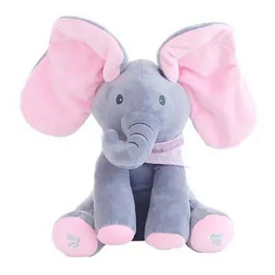 (Elephant/Pink) Baby Peeka boo Soft Elephant Doll Singing Toy Gift