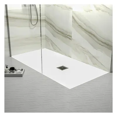 1600mm x 800mm Premium Slimline Rectangular Shower Tray - Slate White