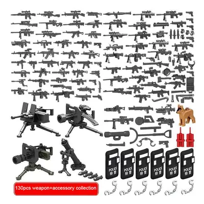 (Style A) Military Black Special Police Weapon Bag Accessories Mini Toys Suitable for Lego