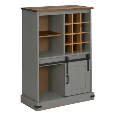 vidaXL Wine Cabinet HALDEN with Wine Racks and Sliding Door Grey Pine