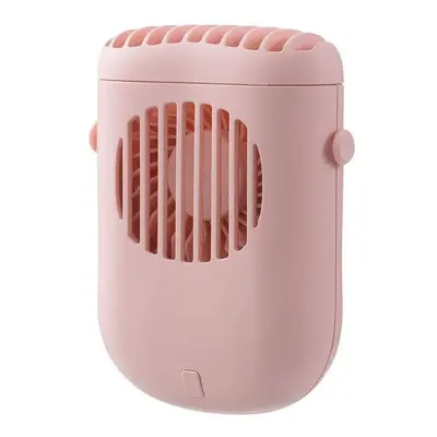 (Pink) Mini Neck Hang Fan Three Gears Wind Speed USB Air Cooler 1200mAh Battery Capacity Portabl