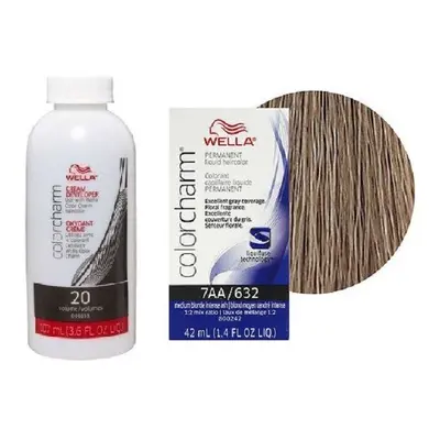 (7AA/+Developer (Vol. 20) 3.6oz) Wella 12AA Nordic Blonde Color Charm Permanent Liquid Haircolor