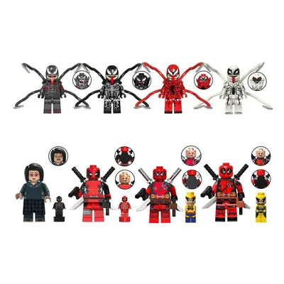 (Style A 8pcs) 16PCS Super English Female Panther Venom Spider Man Thor Iron Man Minifigures Toy