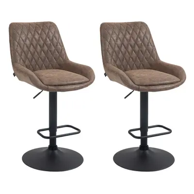 HOMCOM Bar Stools Set of 2, Adjustable Bar Chairs Swivel for Kitchen Coffee