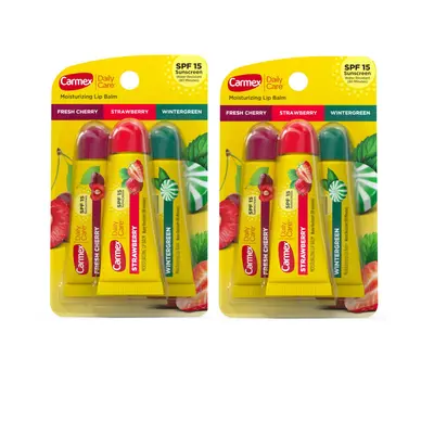 Carmex Daily Care Moisturizing Lip Balm Tubes with SPF Fresh Cherry Strawberry and Wintergreen L