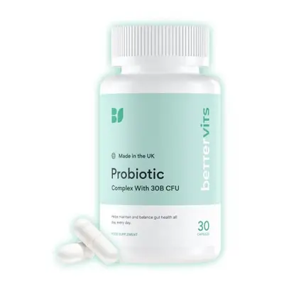 BetterVits Probiotic Complex | 30B CFU | Gut Health | Digestion | Bloating | IBS | with Prebioti