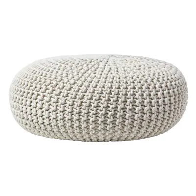 (Natural) Knitted Cotton Large Round Pouffe Footstool x cm