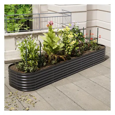 320cm W x 80cm D Oval-Shaped Galvanized Steel Raised Garden Bed