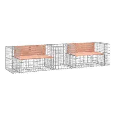 (natural douglas) vidaXL Garden Bench Outdoor Park Bench with Gabion Basket Solid Wood Douglas