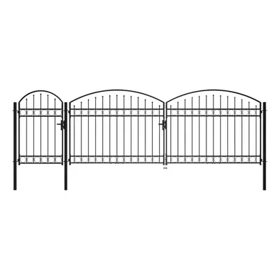 (1.75 x m) vidaXL Garden Fence Gate with Arched Top Steel Black Yard Gates Multi Sizes