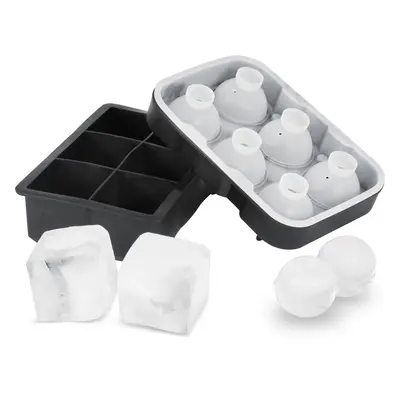 VEVOR Ice Cube Trays Set of 2in1 Combo with Silicone Sphere Ice Ball Maker Large Square Ice Cube