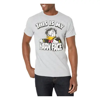 Disney Mens Donald Duck Happy Face TShirt Heather Gray Small