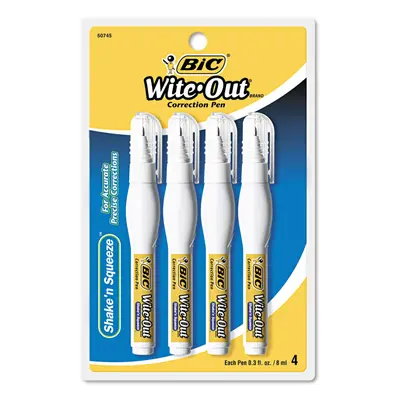 Bic Correction Pen Fast Drying Needlept Tip 8ml 4/PK WE