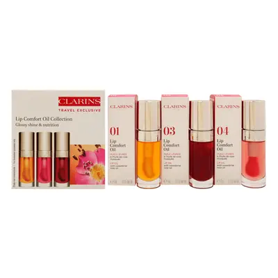 Lip Comfort Oil Collection by Clarins for Women - x 0.2 oz Lip Oil - Honey, Lip Oil - Cherry, Li