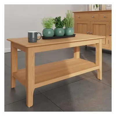 Natland Coffee Table With Lower Storage Shelf Solid Wood