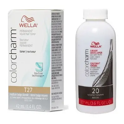 (T27 + Dev(Vol20)3.6oz) Wella Color Charm T27 Medium Beige Blonde Hair Toner