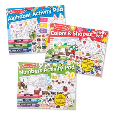 Melissa & Doug Activity Pad Bundle - Alphabet Colors & Shapes & Numbe