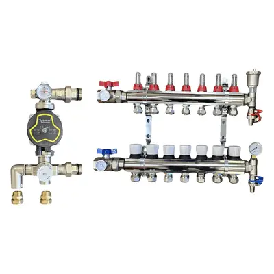 (7 PORT) WÃ¤rmer System Underfloor Heating Manifold with 'A' Rated Auto Pump GPA25-6 III and Ble