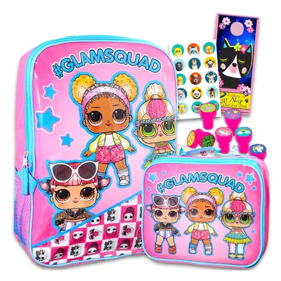 LOL Doll Backpack With Lunch Box For Girls - Pc Bundle With inch Lol Dolls School Bag Lunch Bag 