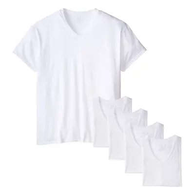 Fruit of the Loom Men's White V-Neck Tee 5-Pack - Big Sizes 2X 3X (XX