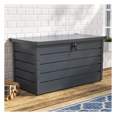 Waterproof Metal Outdoor Garden Storage Box Flat Top L, Black