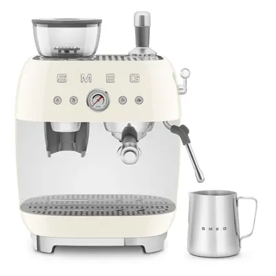 Smeg EGF03CRUK Espresso Coffee Machine with Grinder, Bar Pump, 2.4L, 1650W, Cream