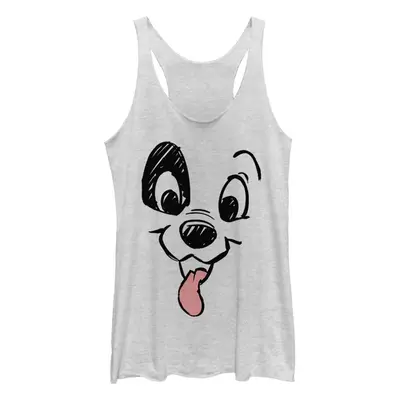 Disney Dalmations Dalmatian Big Face Women's Racerback Tank Top White Heather X-Large