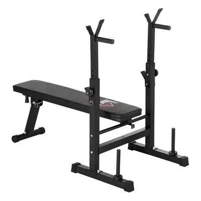 HOMCOM Adjustable Weight Bench with Barbell Rack, Dip Station, Black