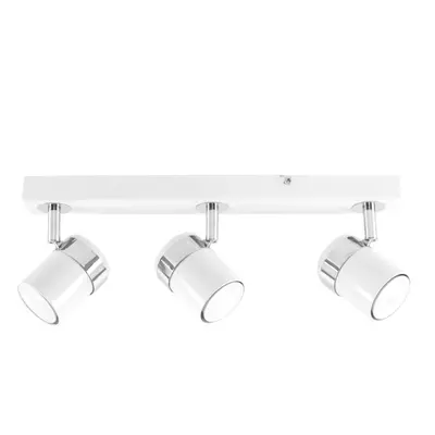 Modern Way Gloss White and Polished Chrome Straight Bar Ceiling Spotlight - with x 5W Warm White