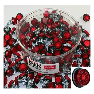 Chris Products CH150R Red Motorcycle Bulk Tub of Mini Licese Plate Reflector Piece