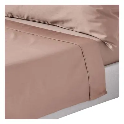 (Super-King, Brown) Organic Cotton Flat Sheet Thread Count Equivalent Bed Sheet