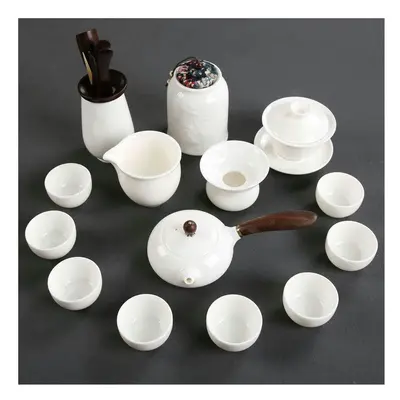 (15 piece set of side handle pots (as shown in the picture), Universal version) Dehua Sheep Fat 