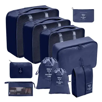 (Makeup digital piece set navy blue, suit) Hot Selling Amazon Waterproof Travel Storage Bag Set 