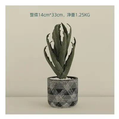 (Combining meat 19) Small Bonsai Green Plant Fake Flower Fairy Palm Potted Ceramic Succulent Pla