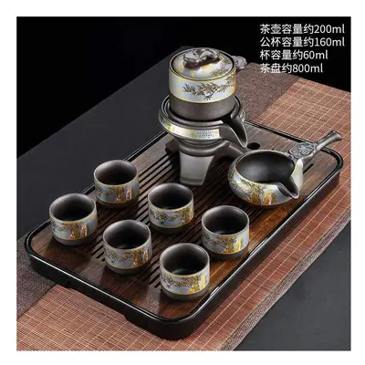 (Qianchuan (Black)+Purple Sand Bamboo Rhyme Automatic Tea Set 118) New Kung Fu Tea Cup Household