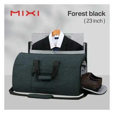 (Black) Mixi Multifunctional Convertible Garment Duffel Bag Suit Storage Bag With Shoe Pouch Lar