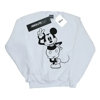 (4XL, White) Disney Mens Mickey Mouse Peace Hand Sweatshirt